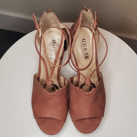 Guess Pink Suede Wedges Size 8.5 - Picture 6 of 6